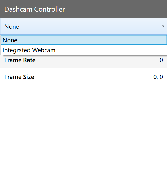 Dashcam selection in WPF.